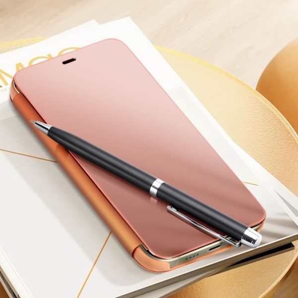 iPhone 15 Pro fodral AVIZAR - Spegelskydd - Rosa - Spegeleffekt - Stativfunktion Rosa