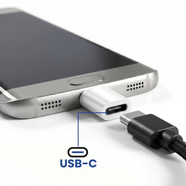 Mini USB-C -adapteri Micro-USB:lle latausta ja synkronointia varten Blue Star Hopea