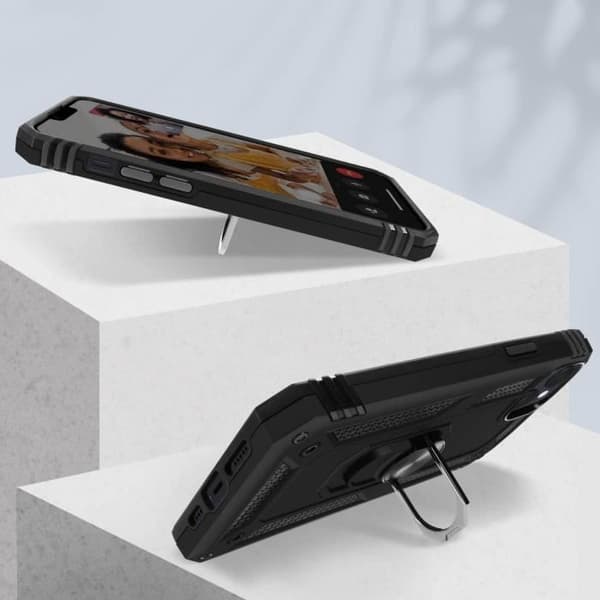 Coque til iPhone 15 Plus - AVIZAR - ArmoRing - Stødabsorberende - Drejelig Ring - Magnetisk Svart