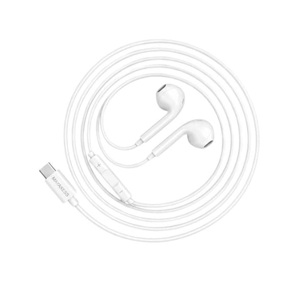 USB-C Trådade Hörlurar för Galaxy S24 Plus med Inbyggd Mikrofon Mayaxess Vit Vit
