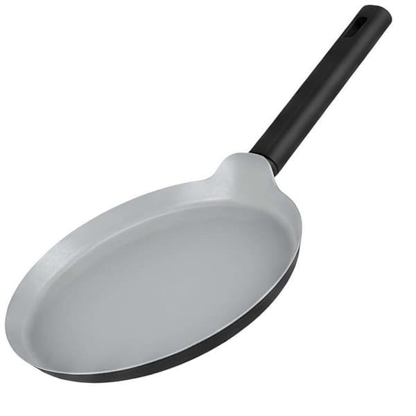 Stegepande - SWISS HAUS - Lav stegepande 24 cm - Rustfrit stål - Ergonomisk isolerende håndtag - Sølvfinish Grå