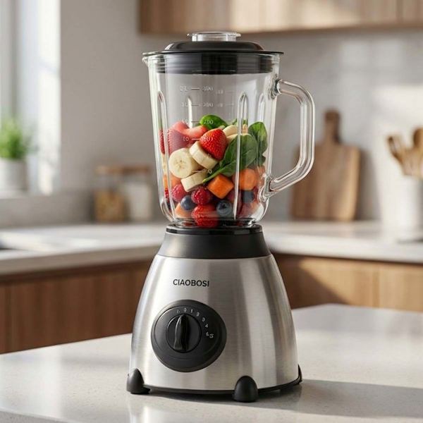 Blender multifunktion - AVIZAR - 3L - 450W - Glas skål - Rustfrit stål krop Grå