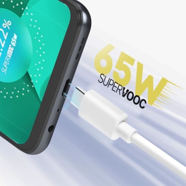 USB til USB-C ladekabel - OPPO - DL136 - 65W - SuperVOOC - 1m Vit