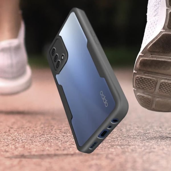 Kotelo - AVIZAR - Oppo A74 - 360° suoja - Plexiglas takaosa - Musta ääriviiva Svart