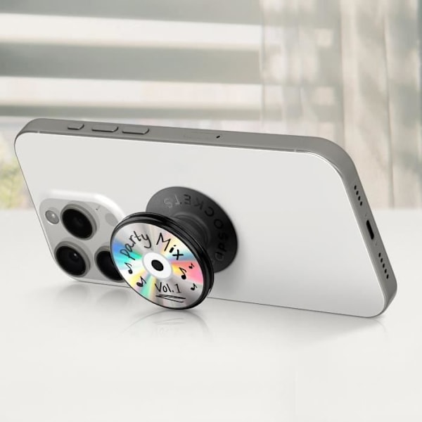 Ring og universel støtte - POPSOCKETS - PopGrip Design Party Mix - Sort - Udtrækkelig - Videostøtte Svart
