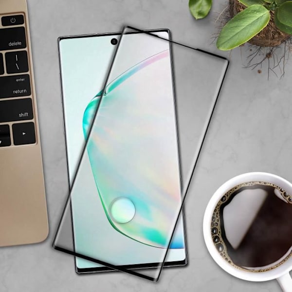 Näyttösuoja - AVIZAR - Galaxy Note 10 Plus - Kaareva Temperoitua Lasia - Ultra-ohut - Iskunkestävä Transparent, svart