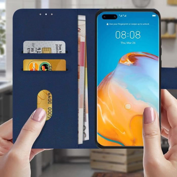 Huawei P40 Pro - AVIZAR - Kokonaiskotelo - Silikoni Geeli - Tukitoiminto - Korttipidike Blå