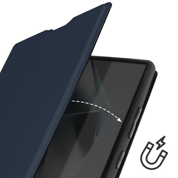 Suojakuori Samsung Galaxy S24 Ultra Soft touch -korttitelineen jalustalle Midnight Blue Blå