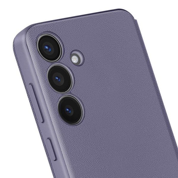 Läderfodral för Galaxy S25 och S24 Displayfönster Kortfodral Lavendel Lila