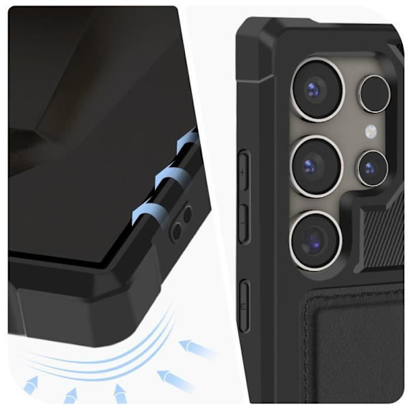 AVIZAR Fodral för Samsung Galaxy S24 Stötsäkert med förstärkta hörn och korthållare svart Svart