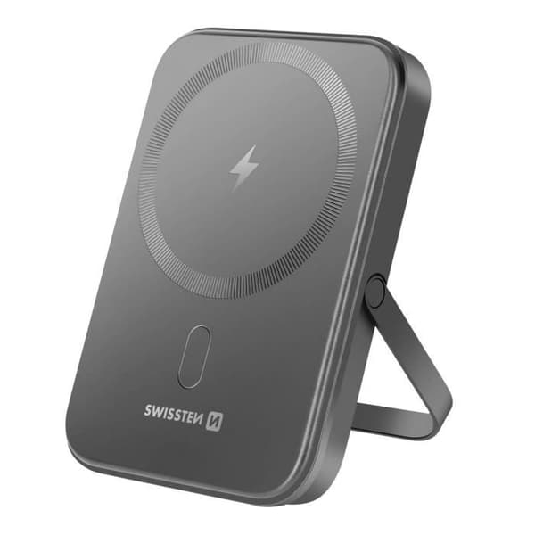 Ekstern Batteri - SWISSTEN - 5000mAh - USB-C 20W - MagSafe - Sort Svart