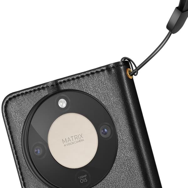 Folio Wallet Case til Honor Magic 8 Lite med Håndledsrem og Kortholder Sort Svart