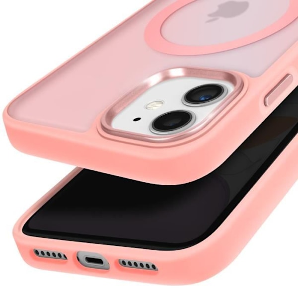 MagSafe-kuori iPhone 11 Matte Frosted Tausta Vaaleanpunainen Reuna Rosa