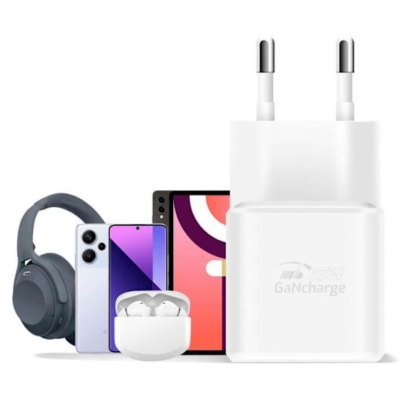 Swissten Ultra-Fast 35W GaN USB C Netoplader Hvid Vit