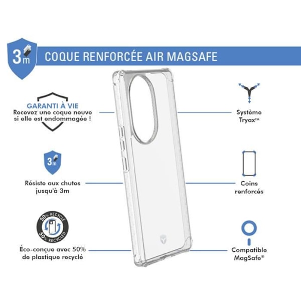 Coque - FORCE CASE - Honor 200 - Förstärkt - Air Cushion-teknologi - Tryax 3M-system Transparent