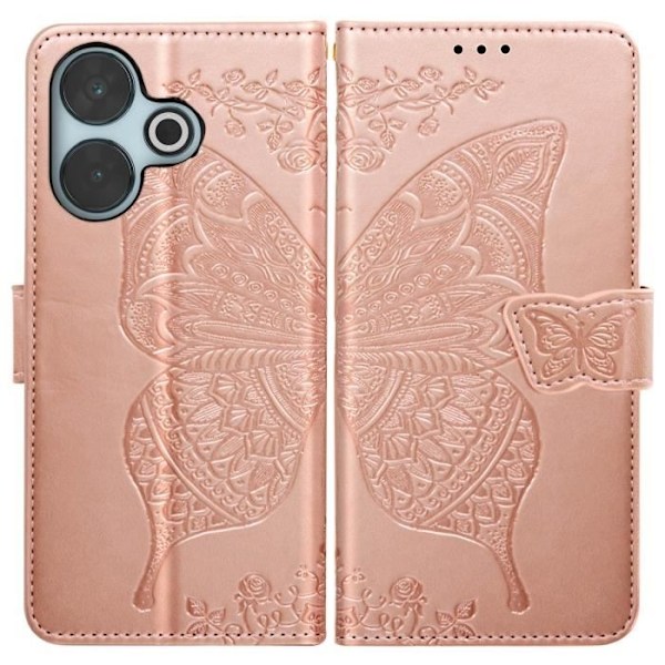 Mandala Butterfly Case til Xiaomi Redmi 13 Pung håndledsrem Pink Champagne Rosa