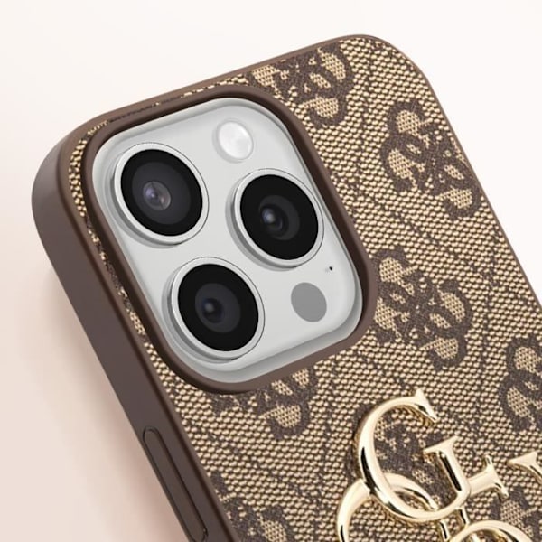 iPhone 15 Pro Kuori Tarkat Leikkaukset ja Kohotetut Reunat Guess Ruskea kastanj