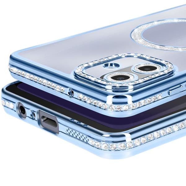 Coque Magsafe - AVIZAR - Galaxy A07 - Kontur Strassé Blå - Stødbeskyttelse - Elegant Blå