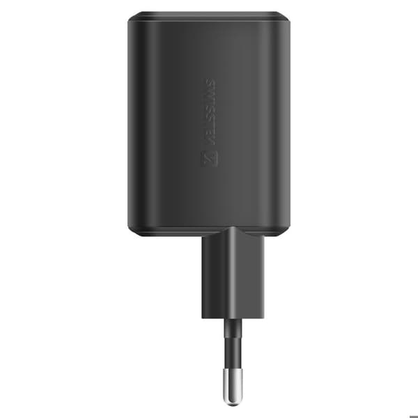 USB-C 45W / USB-A 18W GaN PD / QC Swissten Sort Strømforsyning Svart