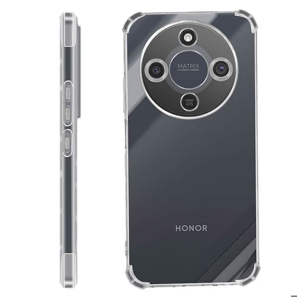 Siliconfodral för Honor Magic 8 Lite med förstärkta hörn, transparent Vit