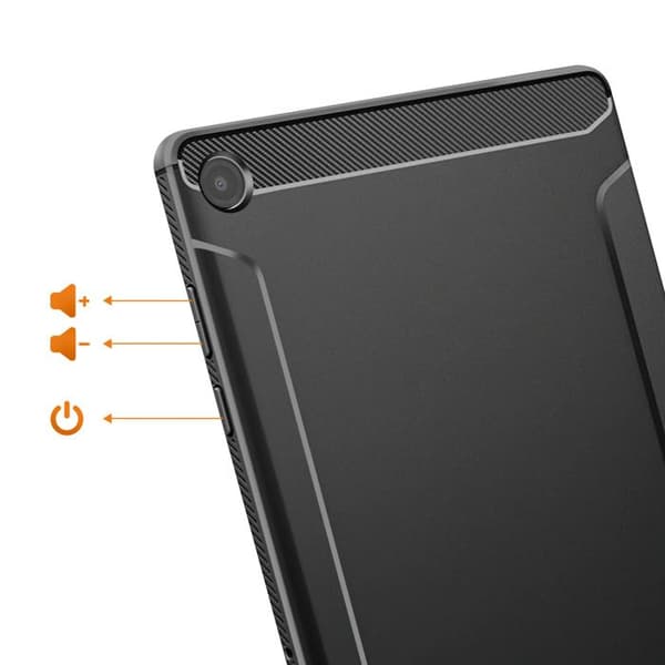 Skydd - SPIGEN - Galaxy Tab A11 Plus - Rugged Armor - Matt kolfiberutseende - Luftkudde Svart