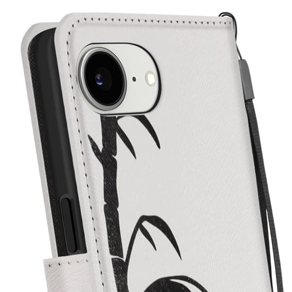 Plånboksfodral för iPhone 17 med Panda-mönster och Stöd samt Rem Vit / Svart Vit