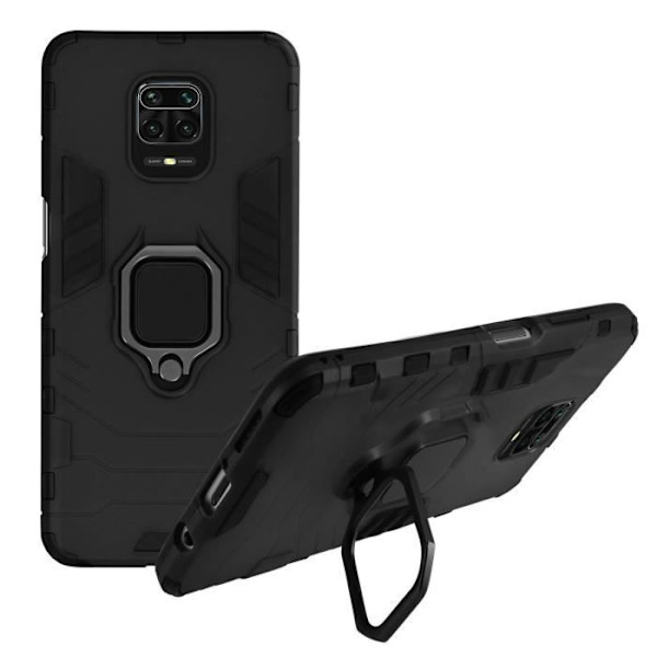 Stødabsorberende Cover - AVIZAR - Xiaomi Redmi Note 9 Pro Max/9 Pro/9S - Holdemekanisme - Sort Svart