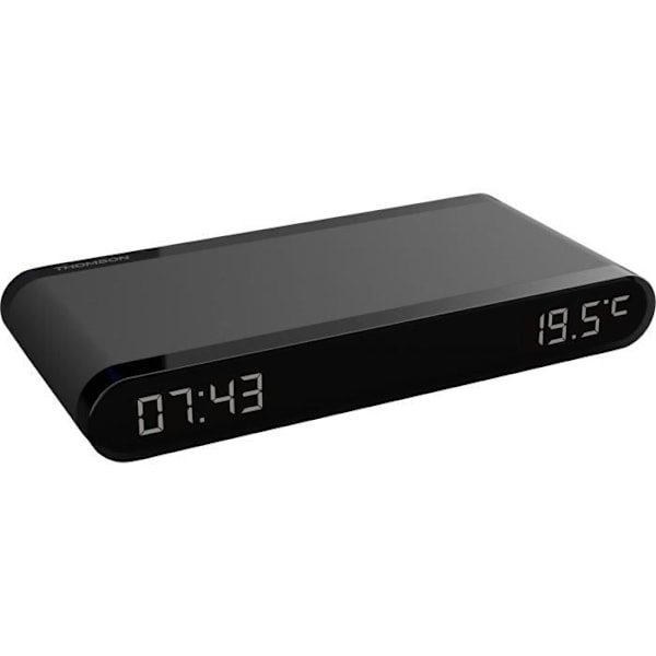 Ladestation vækkeur - THOMSON - Sort - 15W induktion, Temperatur, USB-C port, Strømforsyning. 230V