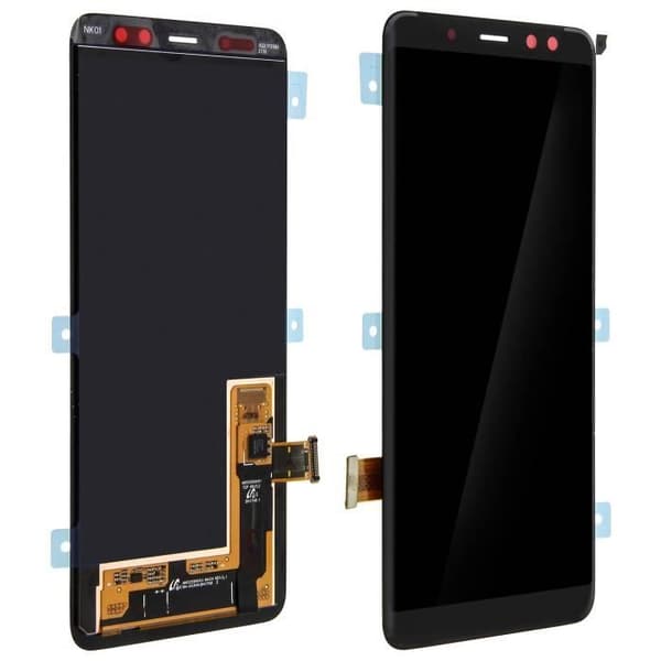 LCD-skærm - SAMSUNG - Galaxy A8 - Original - Sort - Komplet blok Svart