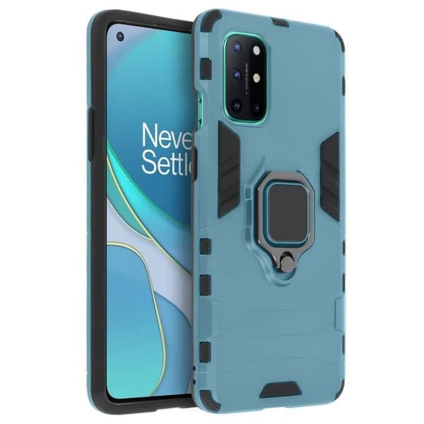 Coque - OnePlus - 8T - Stötabsorberande - Metallring - Video Stöd - Blå Blå
