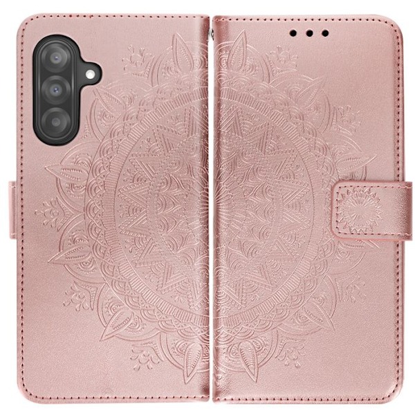 Mandala Kukka Kotelo Samsung Galaxy A26 Lompakko Rannekahva Vaaleanpunainen Kulta Rosa