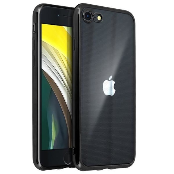 Skyddsfodral - Akashi - iPhone SE 2020/8/7 - Flexibelt - Transparent baksida - Kromad yta Svart
