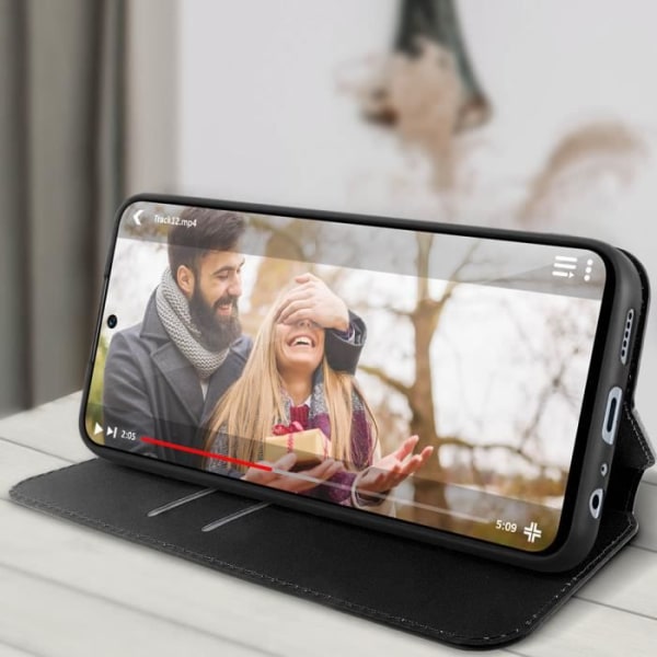 Etui til Honor X8 5G og Honor X6 - AVIZAR - Flip Card Holder Video Support - Sort Svart
