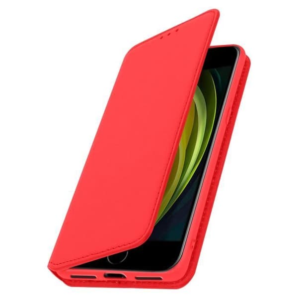 Plånboksfodral - AVIZAR - iPhone SE 2020 / 8 / 7 - Ekologisk läder - Röd - Stödfunktion Röd