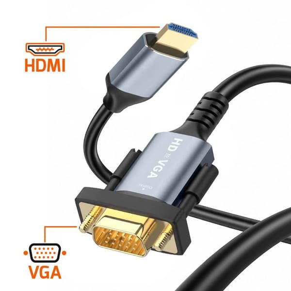 HDMI til VGA Video Adapterkabel 1,8m Full HD 1080p LinQ Sort