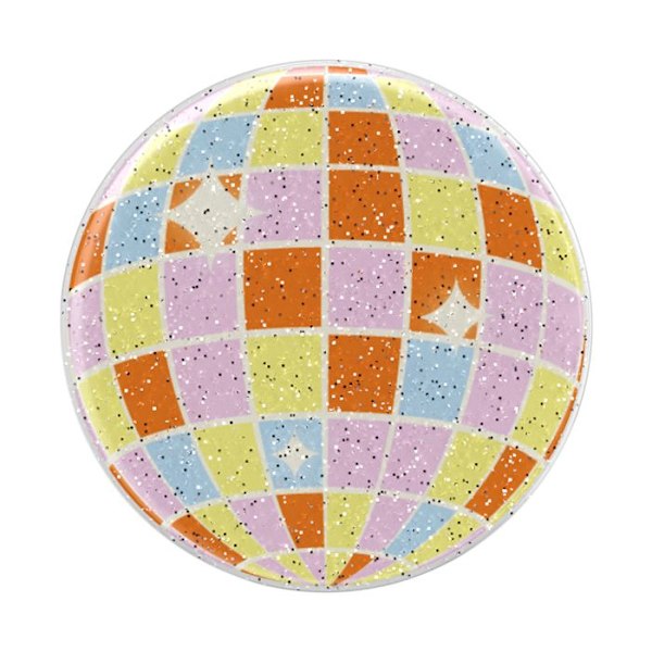 PopGrip Universel Klæbende Retro Disco Mønster med Stand Funktion PopSockets Multifarvet Svart