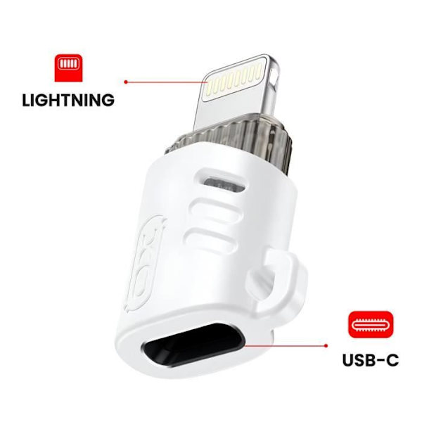 USB C naaras - Lightning uros OTG-sovitin Erittäin pienikokoinen XO valkoinen