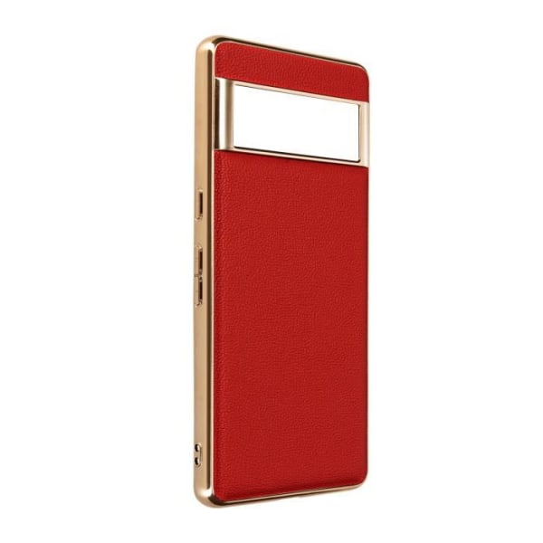 Google Pixel 7 Pro etui i ægte læder med rød metallisk kontur - AVIZAR - Elegant beskyttelse Röd