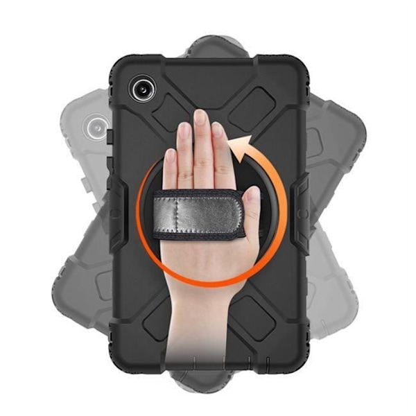 Fodral till Galaxy Tab A9 Plus - EIGER - Fullständigt skydd - 360° roterande handtag Svart