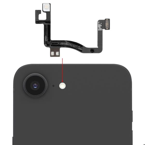 Bageste LED-blitz forbindelsesledning kompatibel med iPhone 16 sort Svart
