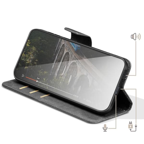 Retro Style Wallet Case for Honor Magic 8 Lite with Stand Black Svart