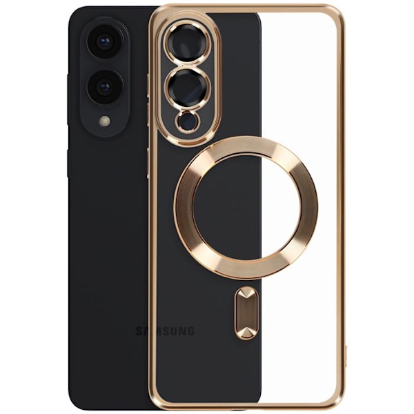 Coque MagSafe til Samsung Galaxy S25 Edge Silikone Med Kromet Guld Kant