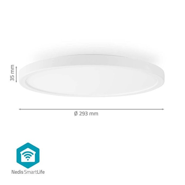 Älykäs Wi-Fi RGB Pyöreä SmartLife 1800lm 6500k IP20 Nedis Valkoinen Vit