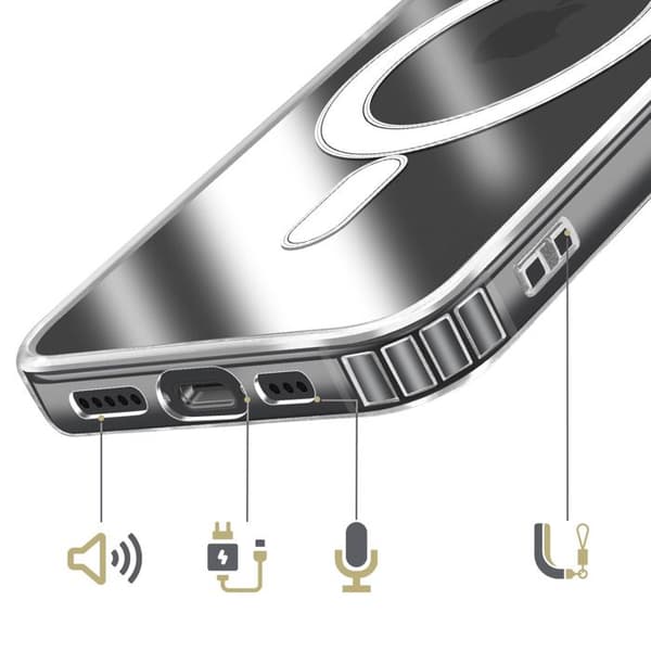 Magsafe Cover til iPhone 16e Hård Stødabsorberende og Gennemsigtig Vit