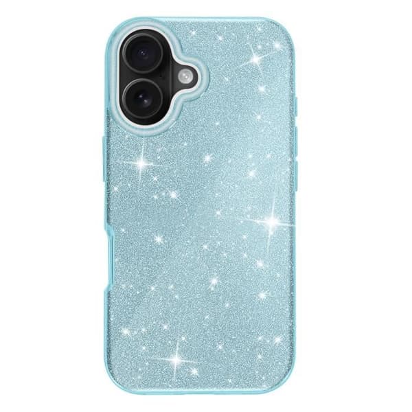 Glitteret Cover - iPhone 16 Plus - Stødabsorberende - Glamour Design - Blå Farve Blå