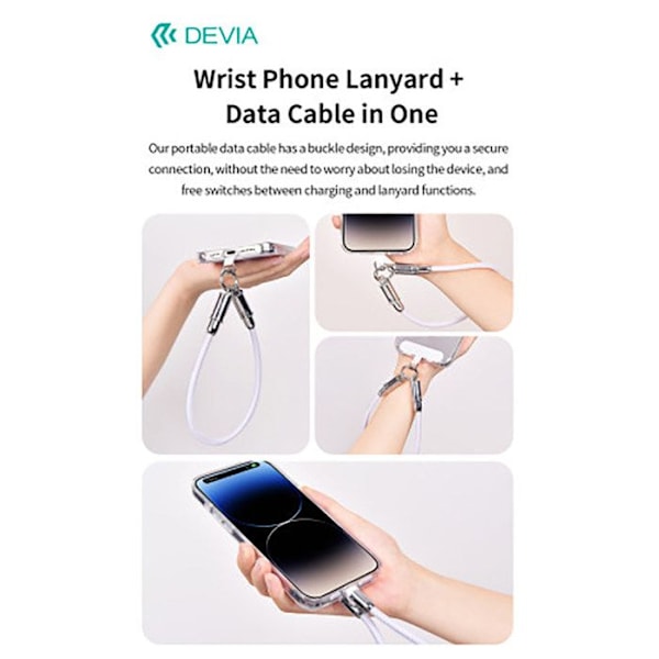 Lanière Ranteen USB-C Lightning Erittäin Kestävä Devia Violetti Lila