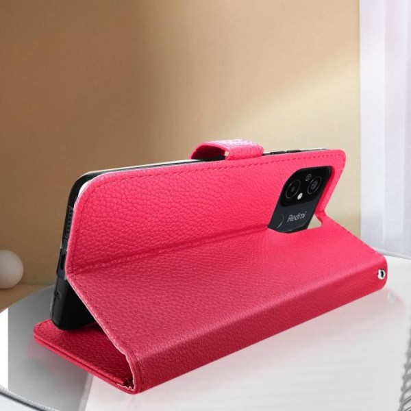 Skal till Xiaomi Redmi 12C - AVIZAR - Videostöd - Plånbok - Rosa konstläder Rosa