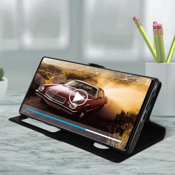 Kansi - AVIZAR - Galaxy Note 10 - Double Window Protection - Soft Shell - Tukitoiminto Svart