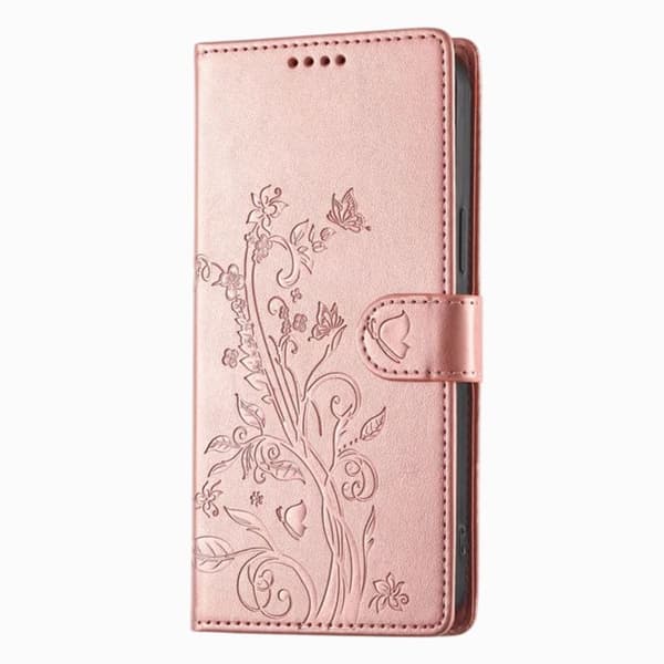 Plånboksfodral för Honor 600 Blommönster med Videostöd Roséguld Roséguld