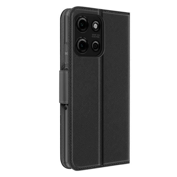 Etui til Motorola Moto G75 Læder Pung Saffiano Fancy Sort Svart